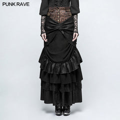 Q-329 Classical Vintage Half Punk Skirt Woven Cotton Elegant Skirt For Women?-??Punk Rave Clothing