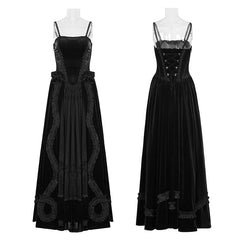 Q-339 Gorgeous Velvet Lace Long black Gothic Dress For Women?-??Punk Rave Clothing