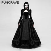 Q-339 Gorgeous Velvet Lace Long black Gothic Dress For Women?-??Punk Rave Clothing