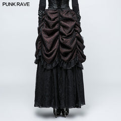 Q-332 Gorgeous Flame Jacquard Gothic Skirt With Bubble Lace Hem?-??Punk Rave Clothing