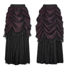 Q-332 Gorgeous Flame Jacquard Gothic Skirt With Bubble Lace Hem?-??Punk Rave Clothing