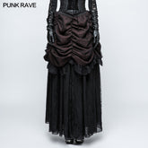 Q-332 Gorgeous Flame Jacquard Gothic Skirt With Bubble Lace Hem?-??Punk Rave Clothing