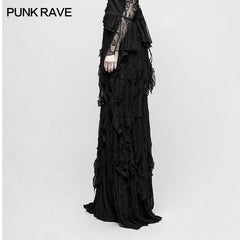 Q-326 Vintage Style black Gothic Skirt Multi-layer Stripe Mesh Design?-??Punk Rave Clothing