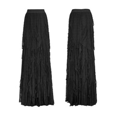 Q-326 Vintage Style black Gothic Skirt Multi-layer Stripe Mesh Design?-??Punk Rave Clothing