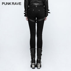 K-292 Twill Woven Armor Brush Gum Punk Pants With Rivet Decoration?-??Punk Rave Clothing