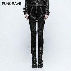 K-292 Twill Woven Armor Brush Gum Punk Pants With Rivet Decoration?-??Punk Rave Clothing