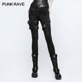 K-295 Eyelets Skinny Elastic Punk Jeans With 3d Pocket?-??Punk Rave Clothing