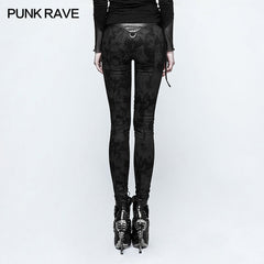K-296 Cloud Patterns Punk Pants Leggings With Eyelet Drawstring?-??Punk Rave Clothing