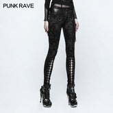 K-296 Cloud Patterns Punk Pants Leggings With Eyelet Drawstring?-??Punk Rave Clothing
