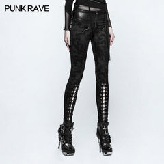 K-296 Cloud Patterns Punk Pants Leggings With Eyelet Drawstring?-??Punk Rave Clothing