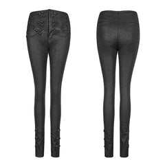 K-290 Skinny Jacquard Woven Elastic Gothic Pants With Disc Flowers Buttons?-??Punk Rave Clothing