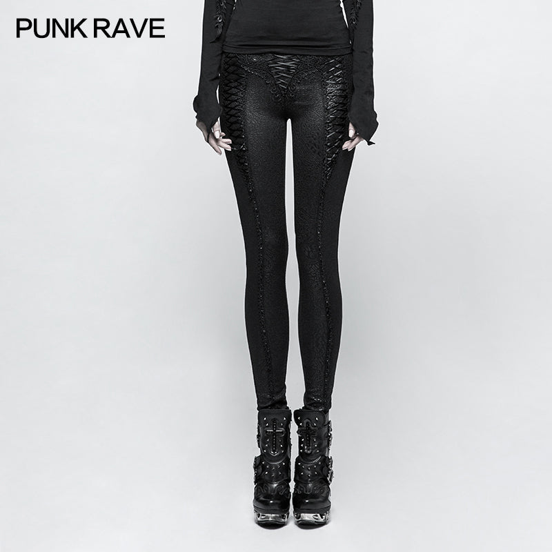 K-291 Slim Long Vintage Gothic Pants Leggings With Invisible Zipper?-??Punk Rave Clothing