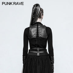 S-221 Adjustable Hand-rubbed Leather Punk Accessories Suspenders Back Clip?-??Punk Rave Clothing