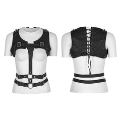 S-221 Adjustable Hand-rubbed Leather Punk Accessories Suspenders Back Clip?-??Punk Rave Clothing