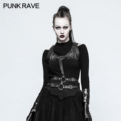 S-221 Adjustable Hand-rubbed Leather Punk Accessories Suspenders Back Clip?-??Punk Rave Clothing