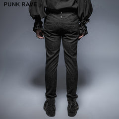 K-243 Spring Vintage Button Slim Feet Gothic Pants?-??Punk Rave Clothing