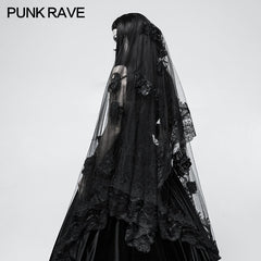 S-224 Exquisite Lace Gothic Accessories 3d Flower Gorgeous Veil With Flowing Mesh?-??Punk Rave Clothing