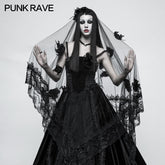 S-224 Exquisite Lace Gothic Accessories 3d Flower Gorgeous Veil With Flowing Mesh?-??Punk Rave Clothing