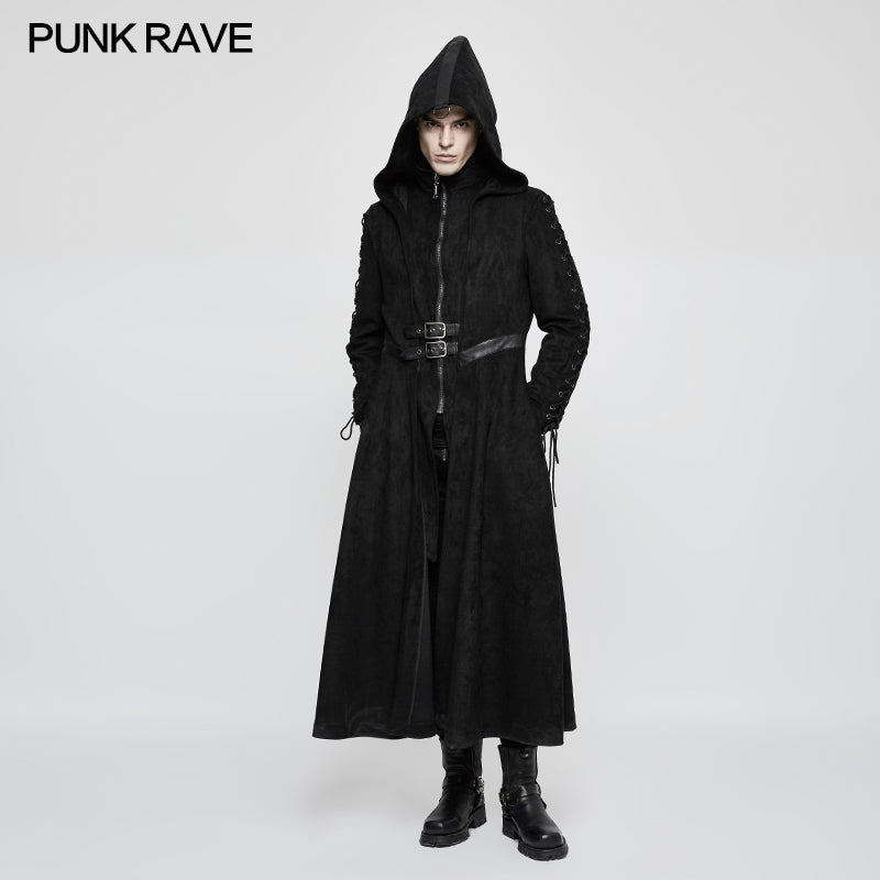 Y-780 Winter Velvet Dark Angel Long Gothic Coat With Large Hat?-??Punk Rave Clothing