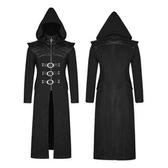 Y-816 Stand-collar Long Leather Gothic Coat With Detachable Hat?-??Punk Rave Clothing