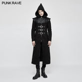 Y-816 Stand-collar Long Leather Gothic Coat With Detachable Hat?-??Punk Rave Clothing