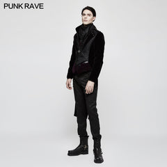 Y-814 Fashion Men Velvet Gothic Coat With Adjustable Buckle?-??Punk Rave Clothing