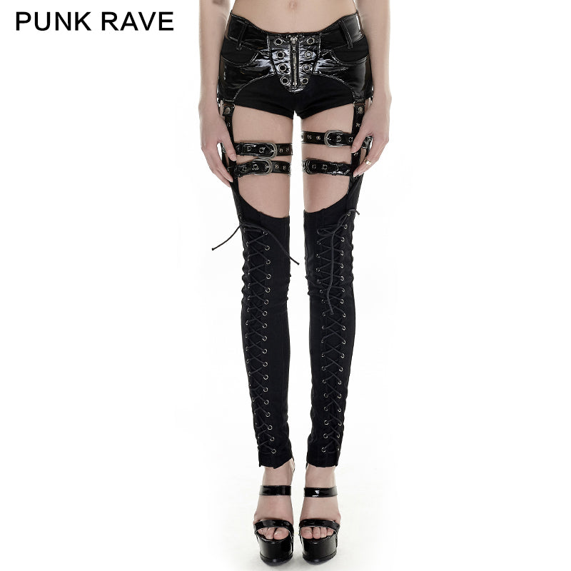 K-245 Lady Narrow Feet Jeans Lace Up Punk Pants?-??Punk Rave Clothing