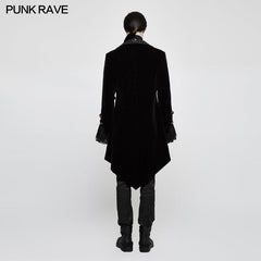 Y-806 Suede Embossed Velvet Gothic Coat Gorgeous Medium Long Style?-??Punk Rave Clothing