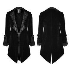 Y-806 Suede Embossed Velvet Gothic Coat Gorgeous Medium Long Style?-??Punk Rave Clothing