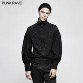 Y-804 Gorgeous Dise Floret Stripes Gothic Shirt With Long Lantern Sleeve?-??Punk Rave Clothing