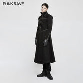 Y-777 Handsome Dark Medium Long Punk Coat With Cross On Back?-??Punk Rave Clothing