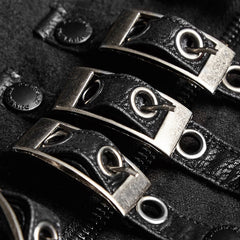 Y-777 Handsome Dark Medium Long Punk Coat With Cross On Back?-??Punk Rave Clothing