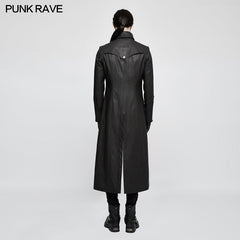 Y-809 Winter Men Long Leather Punk Coat With Stand-up Collar?-??Punk Rave Clothing