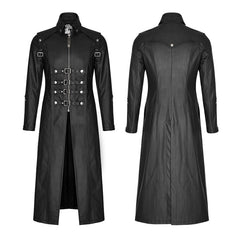 Y-809 Winter Men Long Leather Punk Coat With Stand-up Collar?-??Punk Rave Clothing
