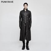 Y-809 Winter Men Long Leather Punk Coat With Stand-up Collar?-??Punk Rave Clothing