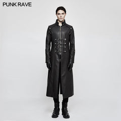 Y-809 Winter Men Long Leather Punk Coat With Stand-up Collar?-??Punk Rave Clothing