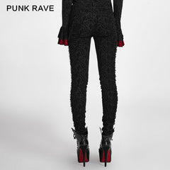 K-246 New Style Lace Stitching Flocking Flower Velvet Long Tight Gothic Pants?-??Punk Rave Clothing