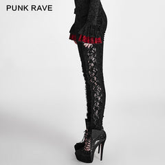 K-246 New Style Lace Stitching Flocking Flower Velvet Long Tight Gothic Pants?-??Punk Rave Clothing