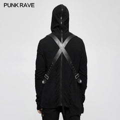 Y-680 Spliced Thread Knitted Hooded Punk Sweaters Mysterious Warrior Design?-??Punk Rave Clothing