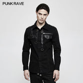 Y-800 Handsome Wool Long Sleeve Punk Shirts With Personality Leather Loop?-??Punk Rave Clothing