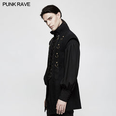 Y-810 Personality Split Hem Leather Punk Vest For Men?-??Punk Rave Clothing