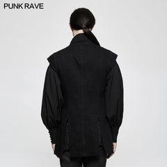 Y-810 Personality Split Hem Leather Punk Vest For Men?-??Punk Rave Clothing