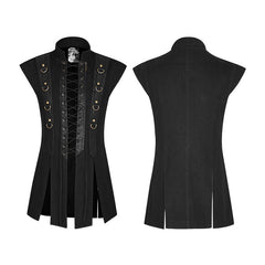 Y-810 Personality Split Hem Leather Punk Vest For Men?-??Punk Rave Clothing