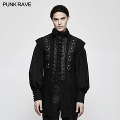 Y-810 Personality Split Hem Leather Punk Vest For Men?-??Punk Rave Clothing