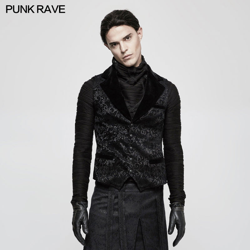 Y-807 Vintage Jacquard Wool Punk Vest Joker Slim-fitting Waistcoat?-??Punk Rave Clothing