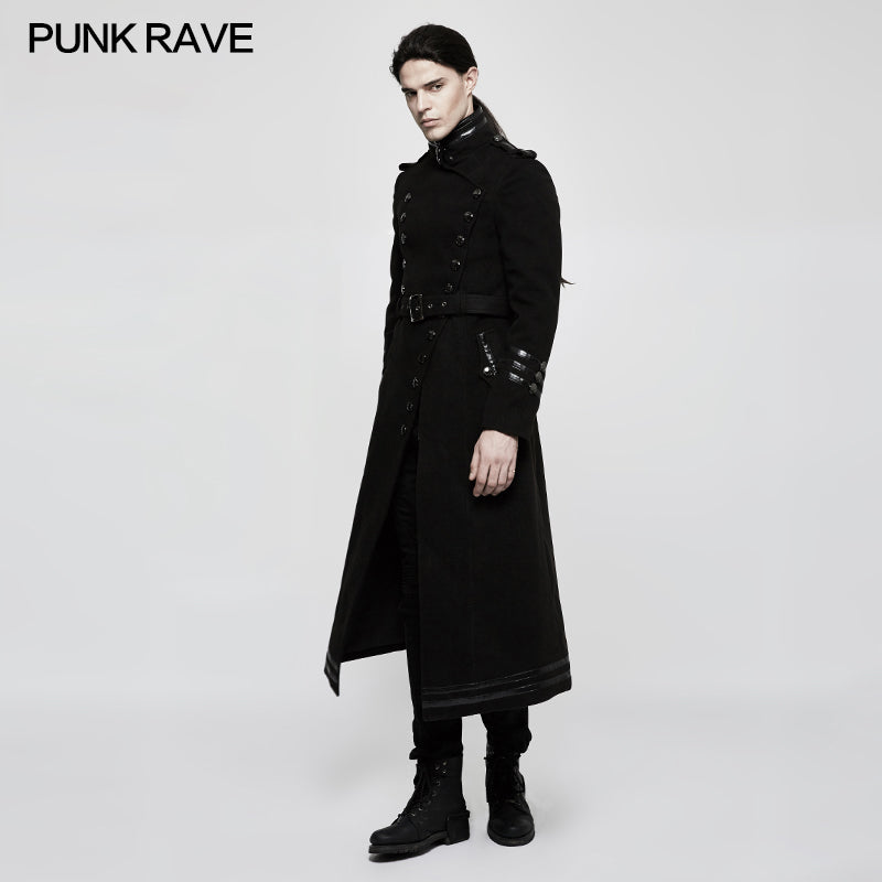 Y-766 Stand-collar Military Uniform Punk Jacket With Removable Belt?-??Punk Rave Clothing
