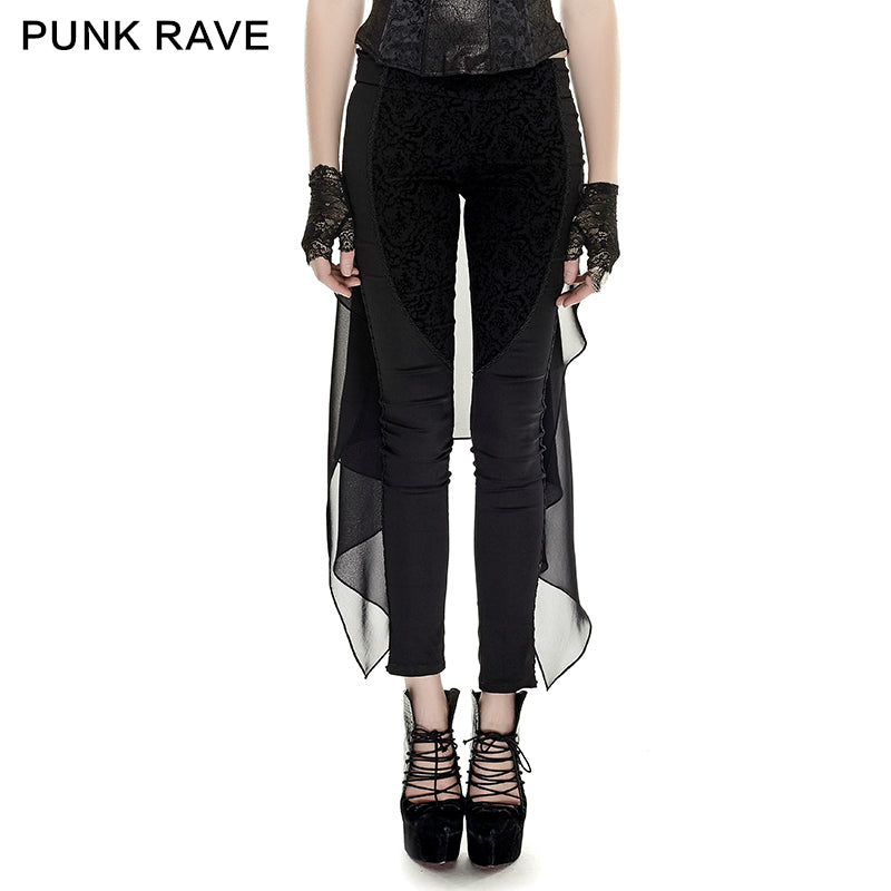 K-247 Sexy Women Floral Pattern Elastic Skinny Mesh Gothic Pants?-??Punk Rave Clothing