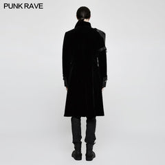 Y-811 Winter Velvet Medium Length Punk Coat Double Breasted Jacket?-??Punk Rave Clothing
