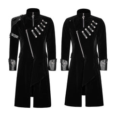 Y-811 Winter Velvet Medium Length Punk Coat Double Breasted Jacket?-??Punk Rave Clothing