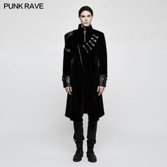 Y-811 Winter Velvet Medium Length Punk Coat Double Breasted Jacket?-??Punk Rave Clothing